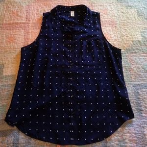 Old navy blue polka dot sleeveless blouse